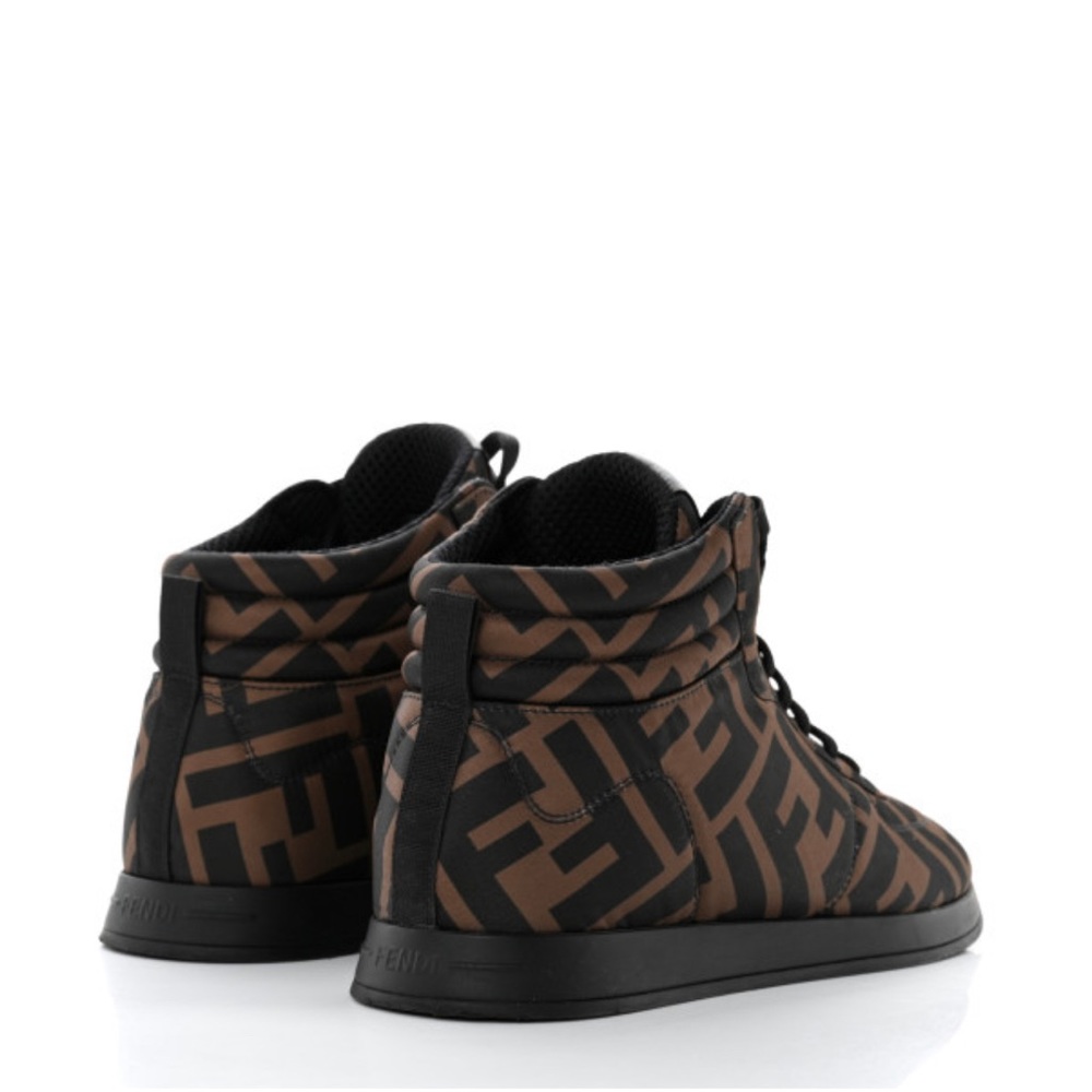 Worn Fendi Nylon FF Reloaded High Top Sneakers 36.5 Tobacco No BoX